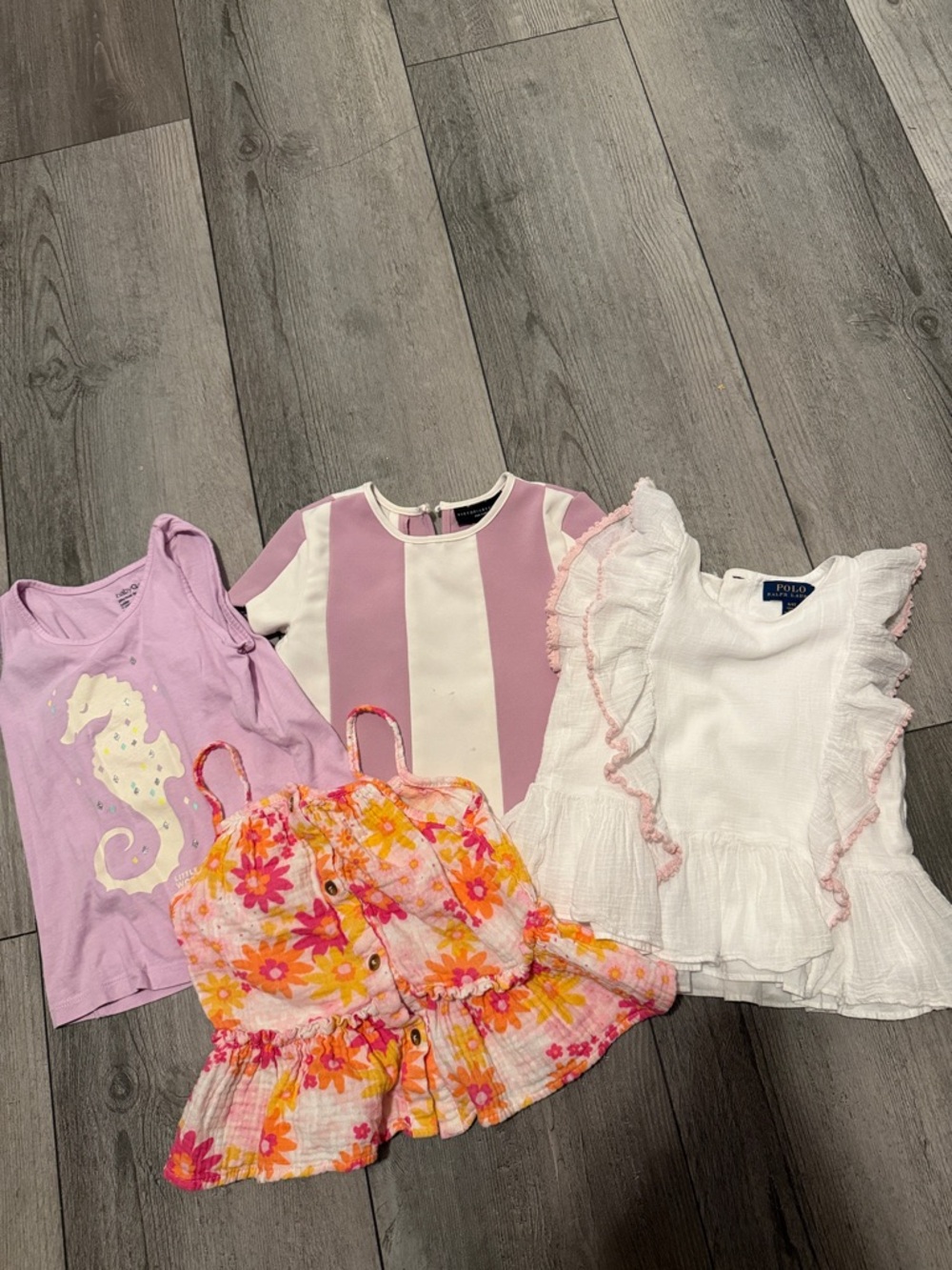 Girls Floral Peplum Tank & Pink-White Tops Set